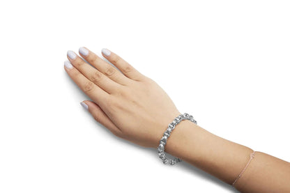 14K White Gold 1/2 Cttw Diamond Knotted Byzantine Link Bracelet (H-I Color, I2-I3 Clarity) - 7" Inches WEM Support (www.WEM.support)