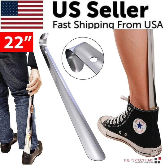 22in Extra Long Handle Shoe Horn Stainless Steel Metal Shoes Remover Shoehorn US WEM Support (www.WEM.support)