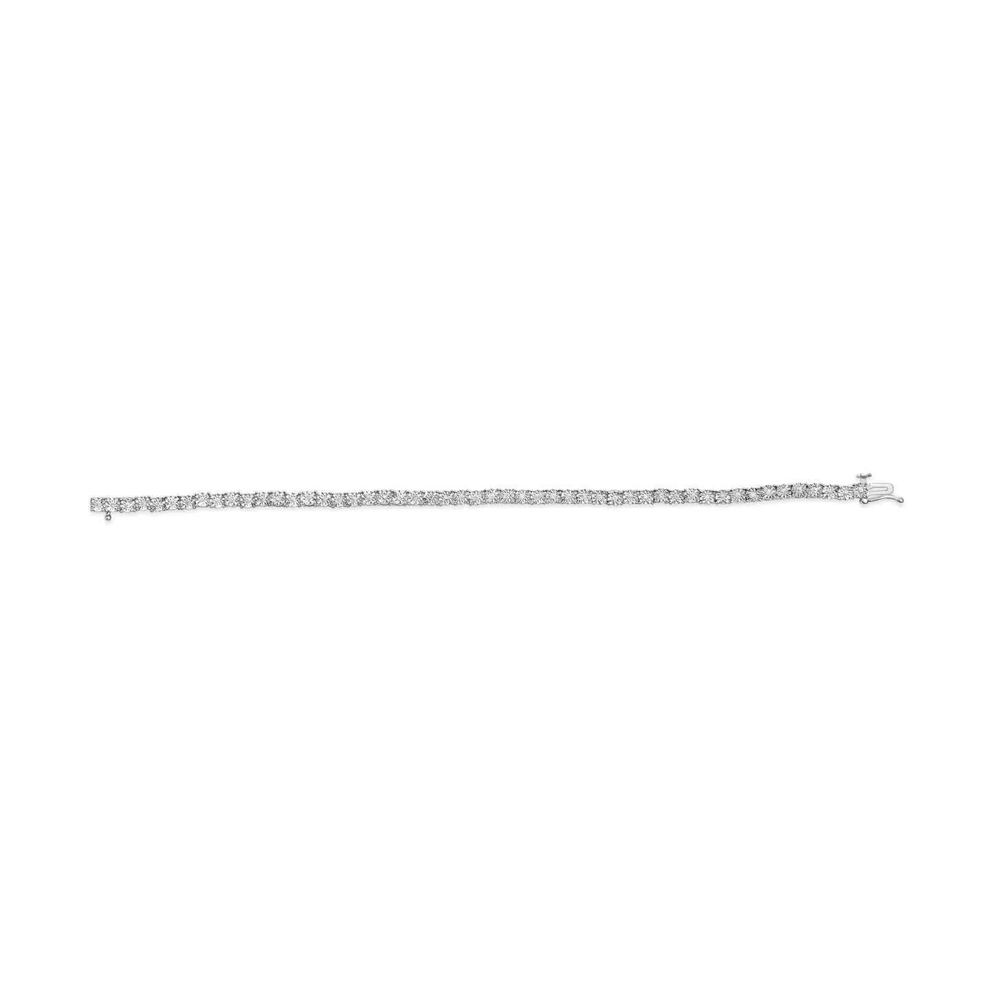 .925 Sterling Silver Lab Grown Diamond Illusion-Set Miracle Plate Tennis Bracelet - 7.25" Inches WEM Support (www.WEM.support)