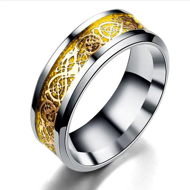 Stainless steel dragon pattern ring WEM Support (www.WEM.support)