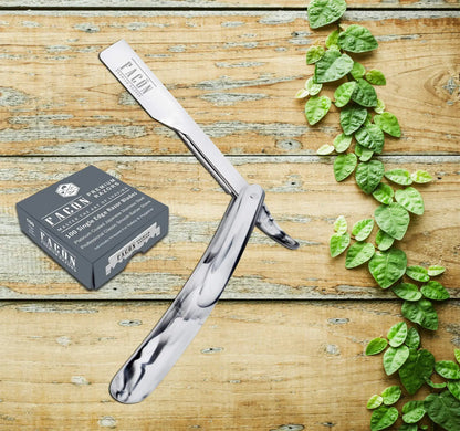 100 BLADES + Facón Professional Marble Straight Edge Barber Razor - Salon Quality Cut Throat Shavette The Crusader My Store