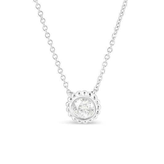 10K White Gold 1/2 Cttw Bezel Set Round Diamond Sunflower Finish 18" Pendant Necklace (I-J Color, I1-I2 Clarity) WEM Support (www.WEM.support)