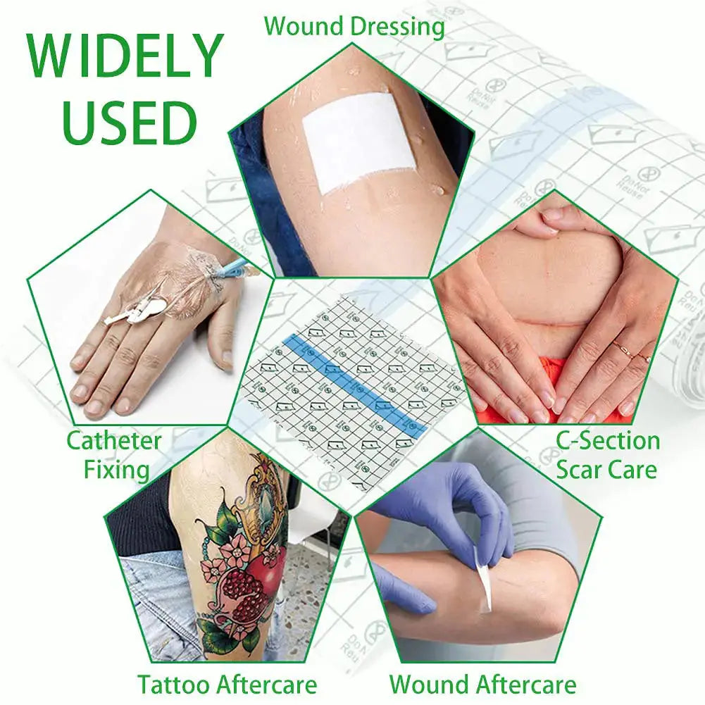 50 Pieces 4 x 6 in Stretch Waterproof Adhesive Bandages Transparent Film for Tattoo Aftercare and Skin Repair Adhesive Tattoo Supply Wrap 4 x 6 Inch(Pack of 50) My Store