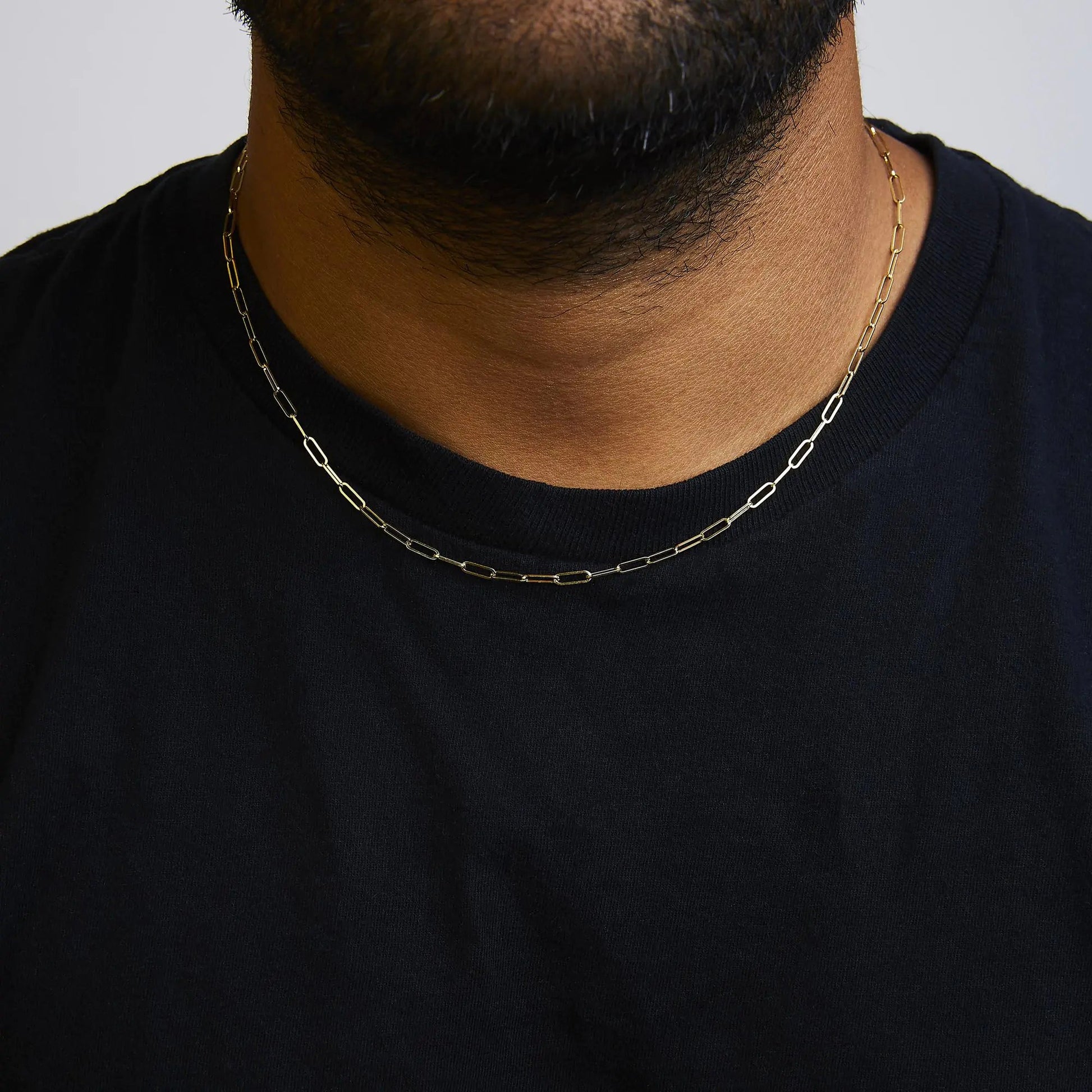 Unisex Solid 14K Gold 2.5mm Paperclip Chain Necklace WEM Support (www.WEM.support)
