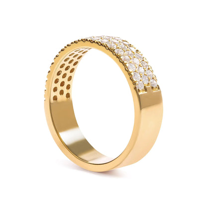 14K Yellow Gold Pave Set 3/4 cttw Multi Row Diamond Band Ring  (H-I Color, SI2-I1 Clarity) WEM Support (www.WEM.support)