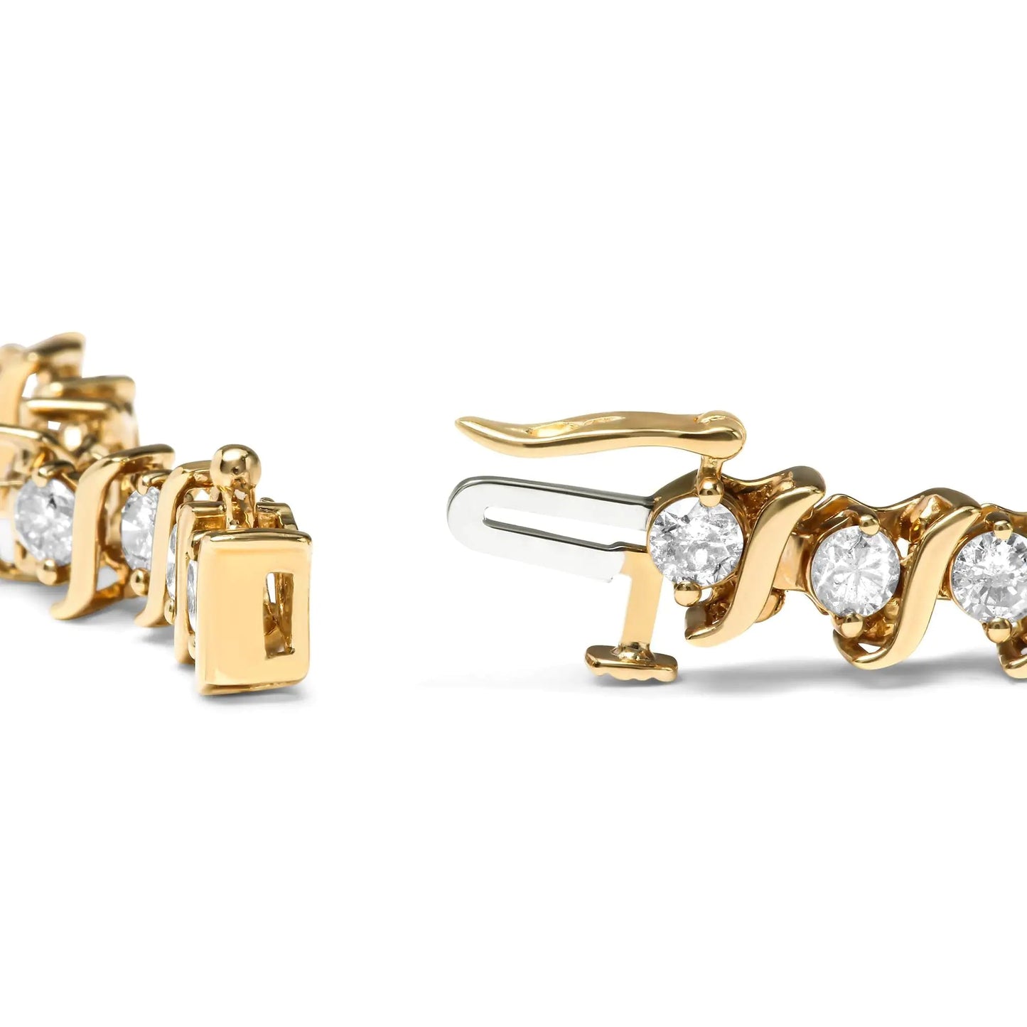 10K Yellow Gold Plated .925 Sterling Silver 5.00 Cttw Diamond S-Link Bracelet (K-L Color, I2-I3 Clarity) Size 7.25" WEM Support (www.WEM.support)