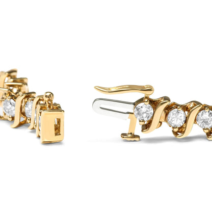 10K Yellow Gold Plated .925 Sterling Silver 5.00 Cttw Diamond S-Link Bracelet (K-L Color, I2-I3 Clarity) Size 7.25" WEM Support (www.WEM.support)