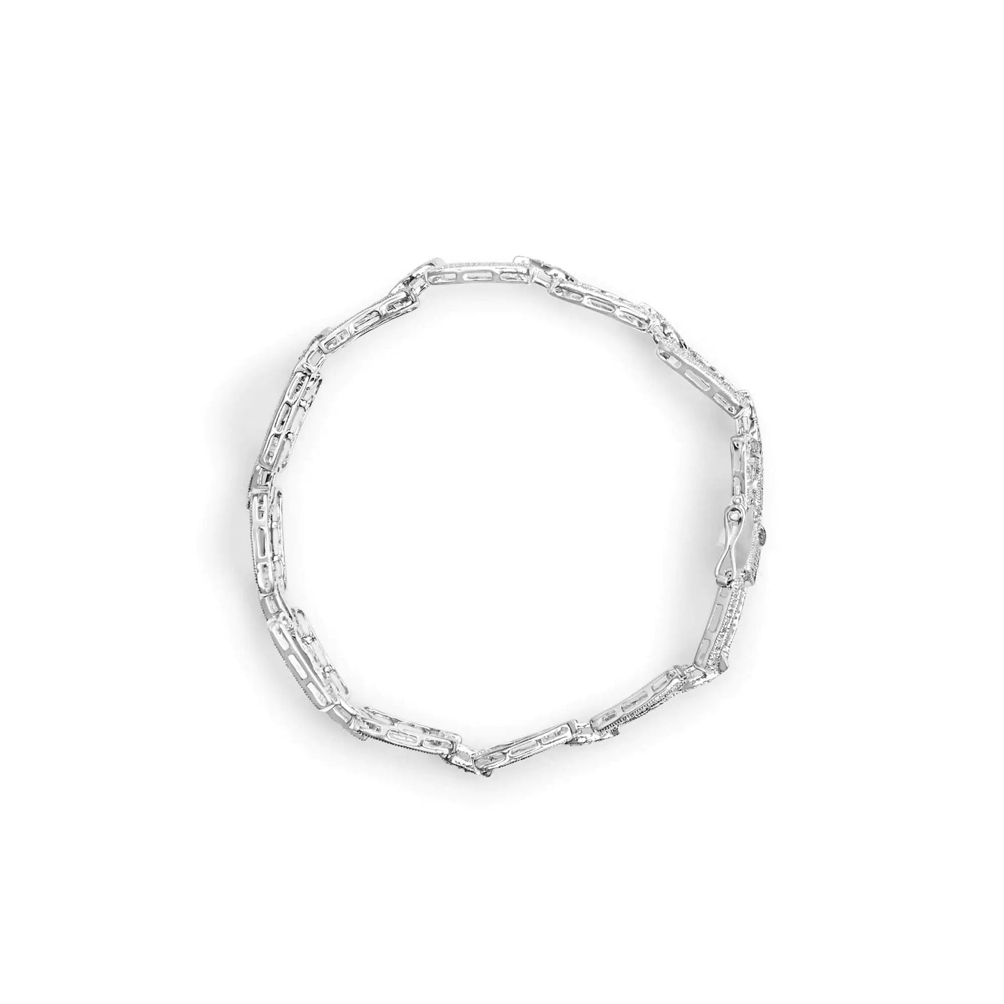 14K White Gold 3/4 Cttw Diamond Open Paperclip Link 7" Tennis Bracelet (H-I Color, I2-I3 Clarity) WEM Support (www.WEM.support)
