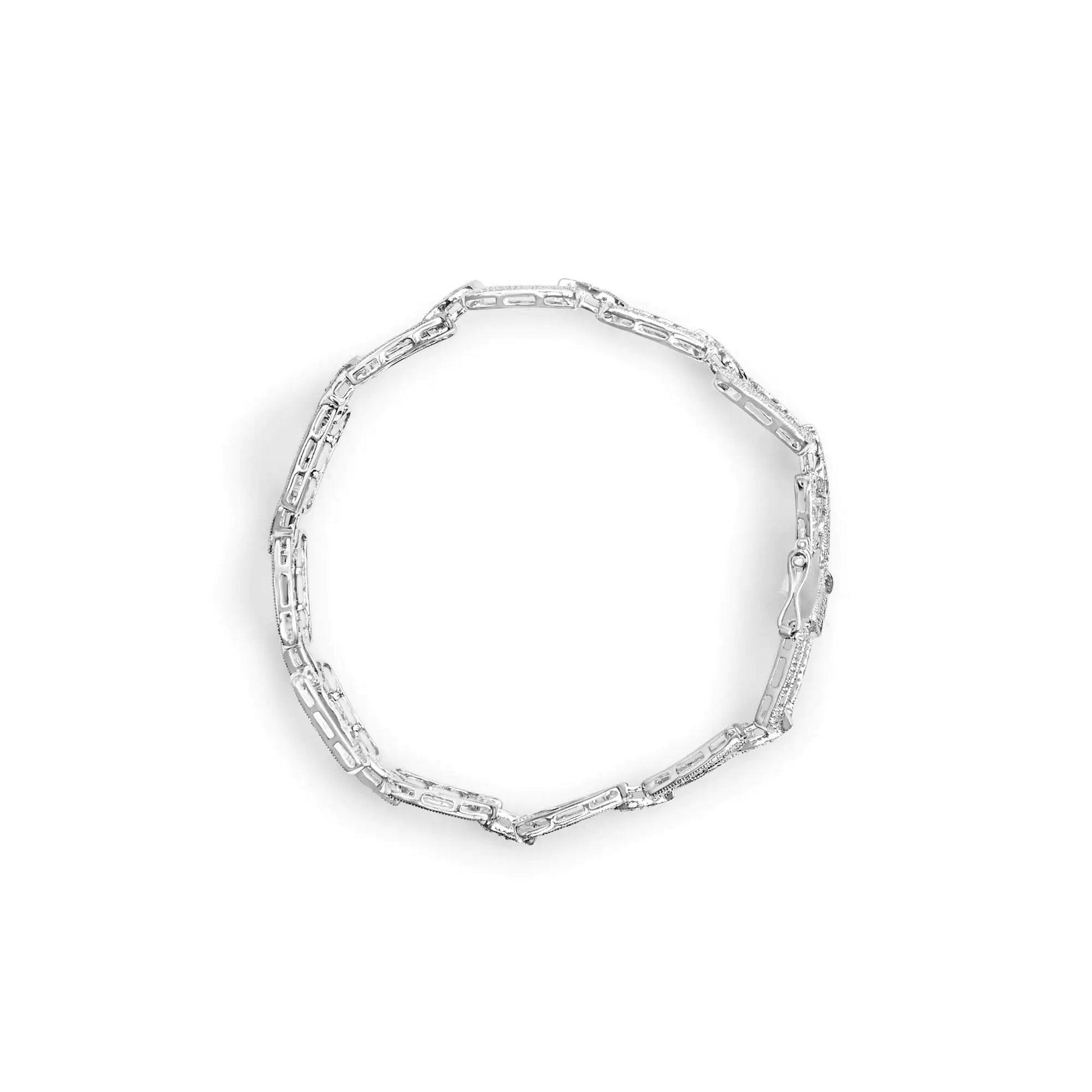 14K White Gold 3/4 Cttw Diamond Open Paperclip Link 7" Tennis Bracelet (H-I Color, I2-I3 Clarity) WEM Support (www.WEM.support)