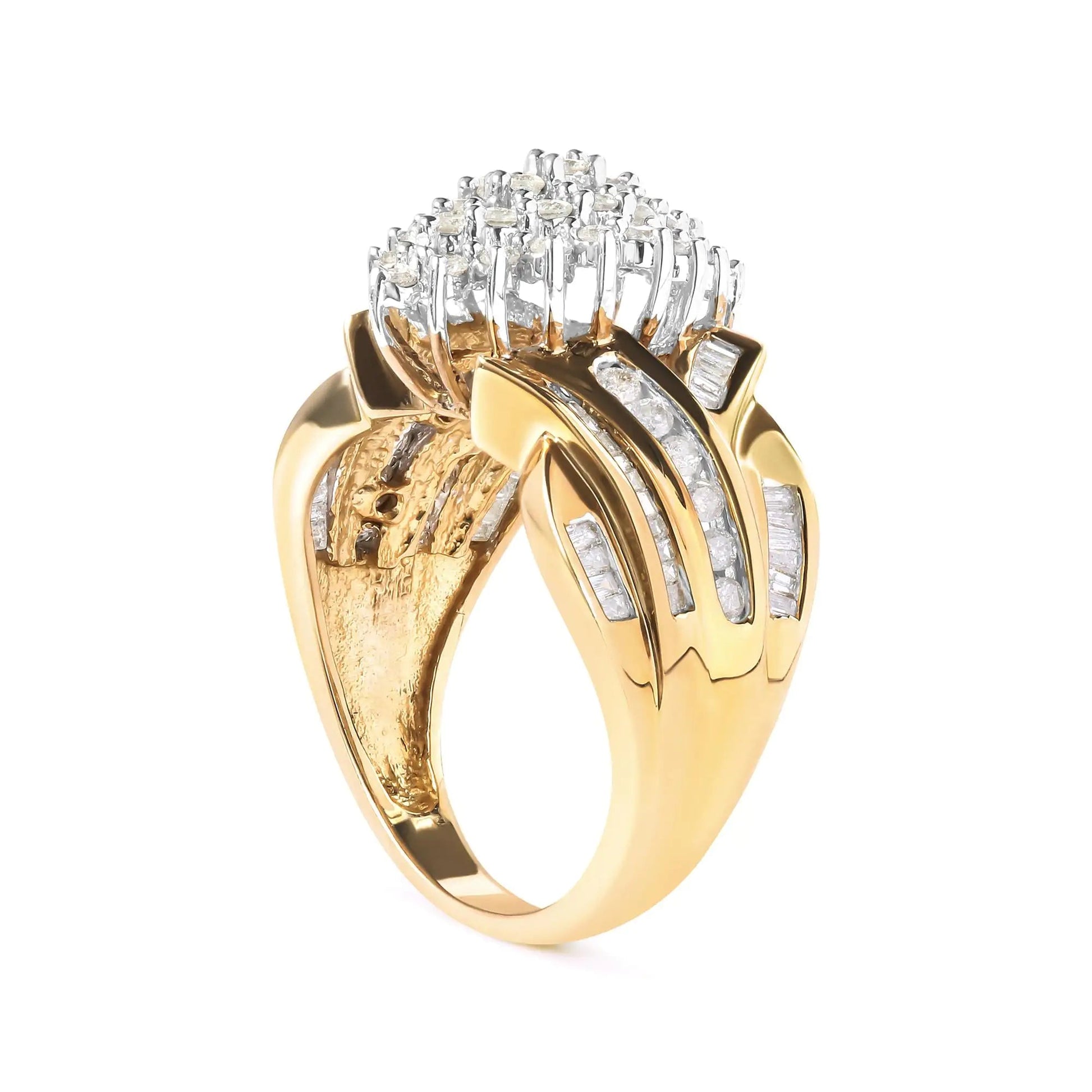 10K Yellow Gold 1 Cttw Diamond Pear Shaped Cluster  Cluster Cocktail Ring (H-I Color, I2-I3 Clarity) WEM Support (www.WEM.support)