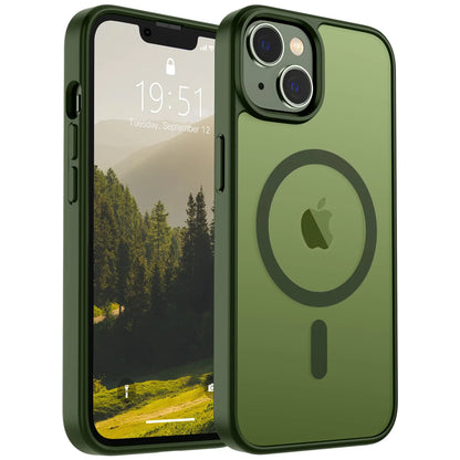 SUPFINE Magnetic for iPhone 15 Plus Case & iPhone 14 Plus Case(Compatible with MagSafe)(10 FT Military Grade Drop Protection) Slim Translucent Shockproof with Anti-Fingerprint Phone Case,Black
