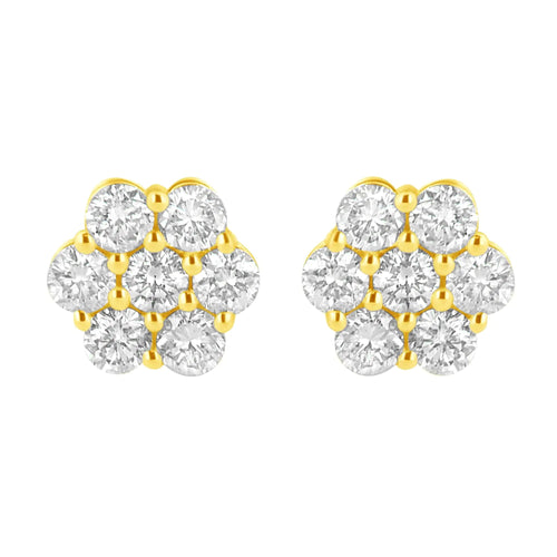 14K Yellow Gold 1.0 Cttw Diamond Flower Earring (J-K Color, I1-I2 Clarity) WEM Support (www.WEM.support)