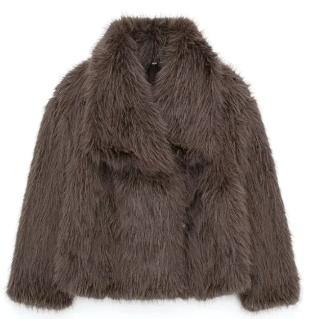 Winter Plush Coat Fashion Thicken Lapel Outwear Casual Long Sleeve Tops Women's Clothing WEM Support (www.WEM.support)