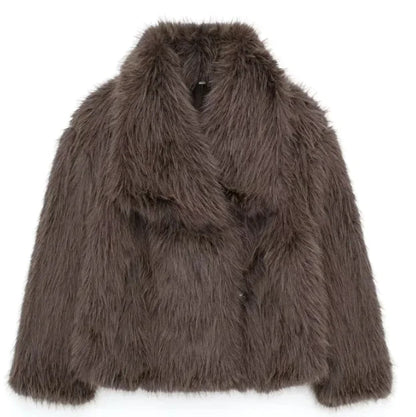 Winter Plush Coat Fashion Thicken Lapel Outwear Casual Long Sleeve Tops Women's Clothing WEM Support (www.WEM.support)