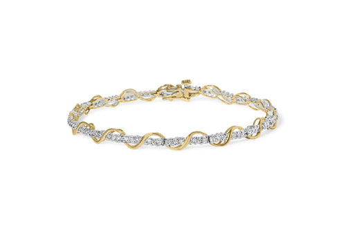 10k Two-Tone Gold 1/2 Cttw Diamond Spiral Over Link Bracelet (I-J Color, I2-I3 Clarity) 7" Inches WEM Support (www.WEM.support)