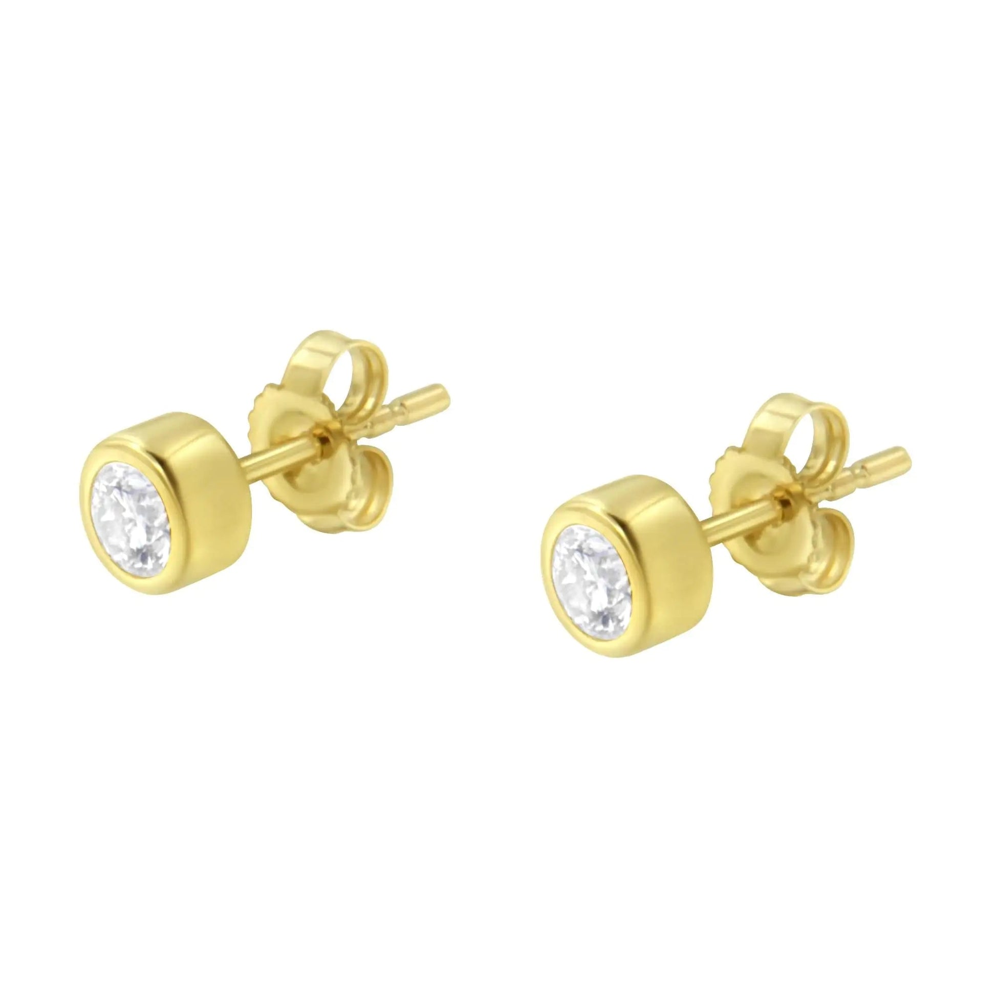 10K Gold 0.30 Cttw Round Brilliant-Cut Near Colorless Diamond Bezel-Set Stud Earrings (H-I Color, I1-I2 Clarity) WEM Support (www.WEM.support)