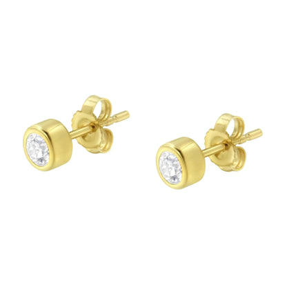 10K Gold 0.30 Cttw Round Brilliant-Cut Near Colorless Diamond Bezel-Set Stud Earrings (H-I Color, I1-I2 Clarity) WEM Support (www.WEM.support)