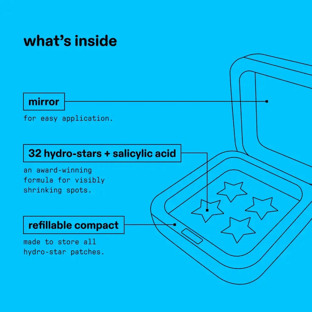 Starface Hydro-Star + Salicylic Acid Pimple Patches and Big Blue Compact, Helps Shrink and Soothe Deeper Spots, Cute Star Shape, Vegan, 32 count Big Blue Compact Hydrocolloid + Salicylic Acid My Store