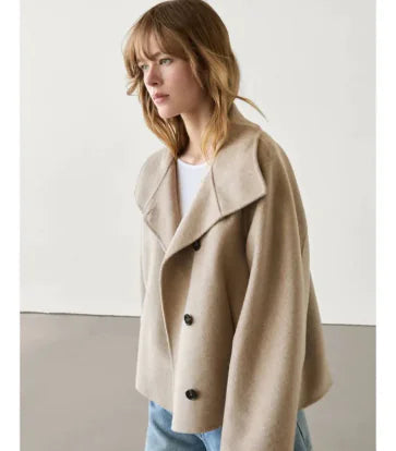 Wool Blend Turtleneck Coat Single Breasted Casual HejK.com