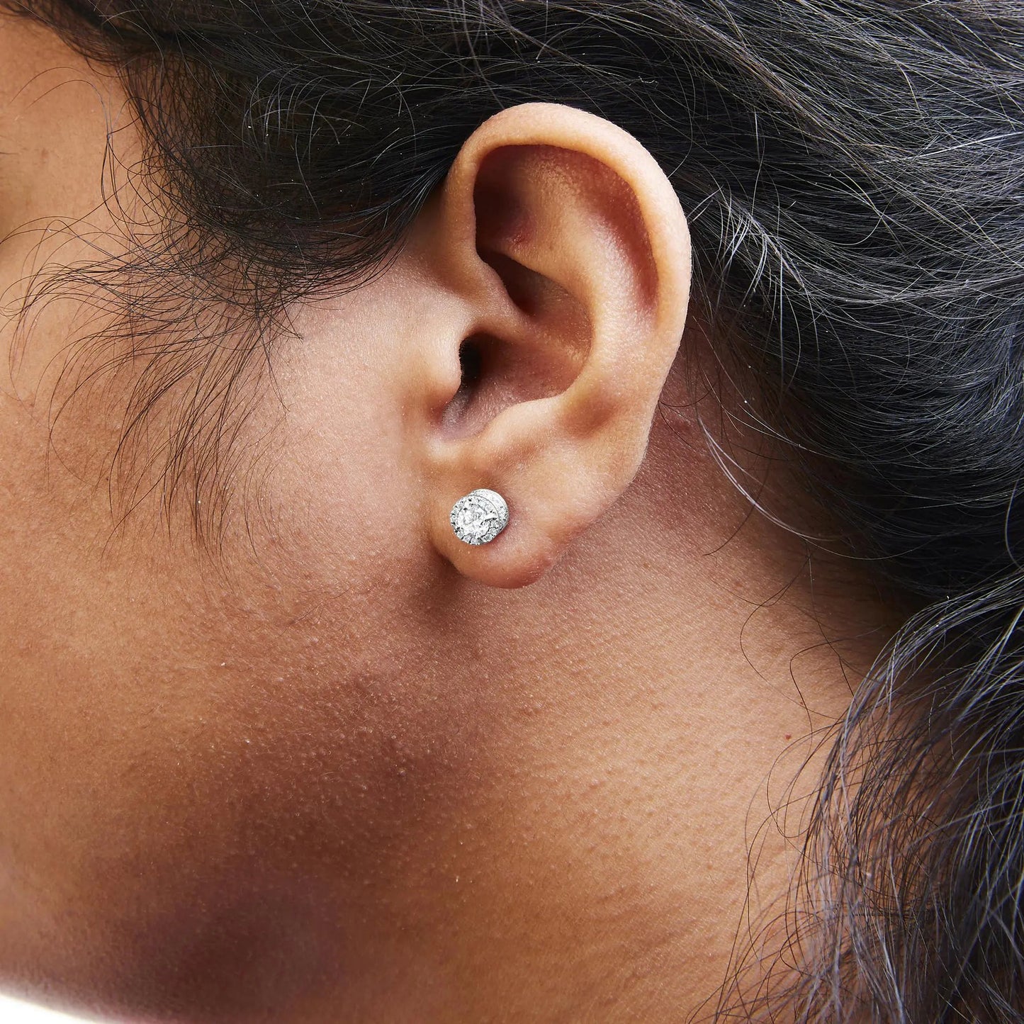 10K White Gold 1.00 Cttw Diamond Hidden Halo Stud Earring (H-I Color, I1-I2 Clarity) WEM Support (www.WEM.support)