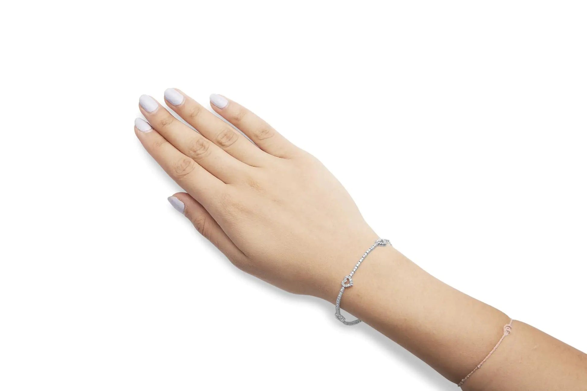 14K White Gold 1 1/2 Cttw Diamond Heart Station Strand Bracelet (H-I Color, I1-I2 Clarity) - 7.5 Inches WEM Support (www.WEM.support)