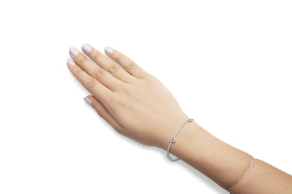 14K White Gold 1 1/2 Cttw Diamond Heart Station Strand Bracelet (H-I Color, I1-I2 Clarity) - 7.5 Inches WEM Support (www.WEM.support)