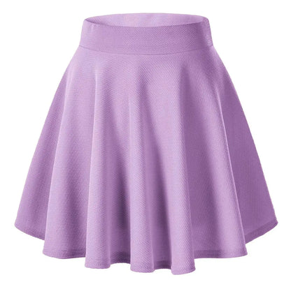 Urban CoCo Women's Basic Versatile Stretchy Flared Casual Mini Skater Skirt Small Lilac My Store