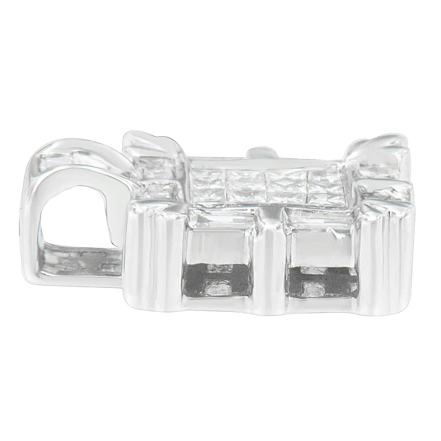 14K White Gold Baguette and Princess Cut Diamond Square Halo Pendant Necklace (3/4 cttw, H-I Color, SI2-I1 Clarity) WEM Support (www.WEM.support)