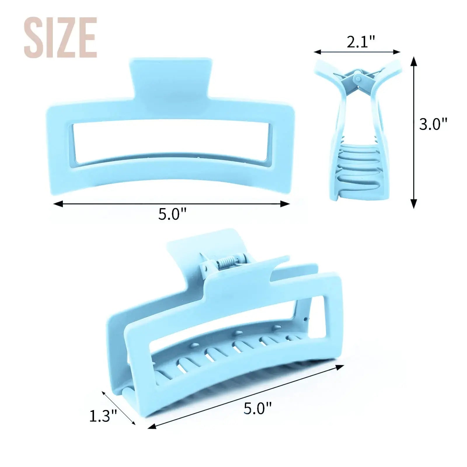 5 Inche Blue Extra Large Claw Clips for Thick Hair and Long Hair, 4 Pack Xl Jumbo Claw clips, Oversized Matte Non-slip Rectangle Hair Clips for Women, Big Strong Hold Jaw Clip My Store