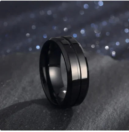 8mm Simple Groove Electroplating 18K Gold-plated Ring HejK.com