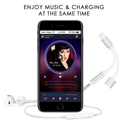 Adaptador Dual de Música e Carregamento WEM Support (www.WEM.support)