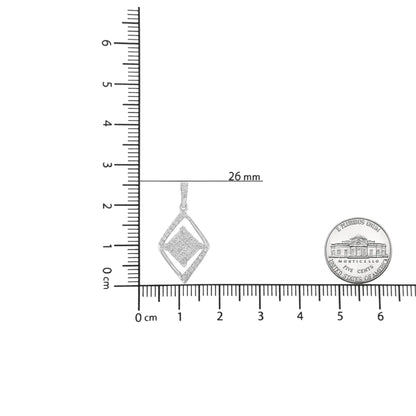 10k White Gold 1/3 Cttw Round and Princess-Cut Diamond Double Triangle 18" Pendant Necklace (H-I Color, SI1-SI2 Clarity) WEM Support (www.WEM.support)
