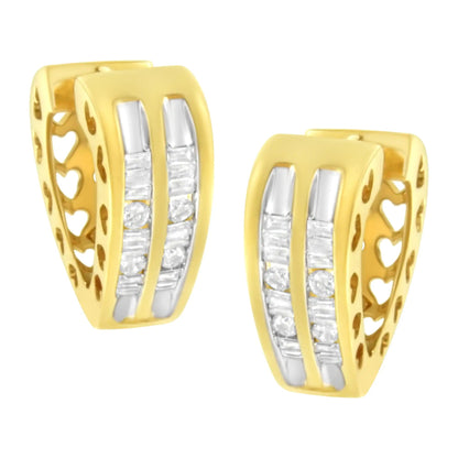 10K Yellow Gold 1/2 cttw Diamond Huggy Heart Hoop Earrings (I-J Clarity, I2-I3 Color) WEM Support (www.WEM.support)