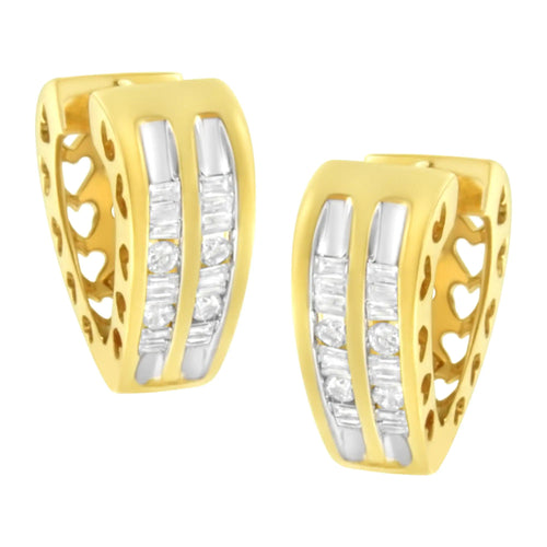 10K Yellow Gold 1/2 cttw Diamond Huggy Heart Hoop Earrings (I-J Clarity, I2-I3 Color) WEM Support (www.WEM.support)