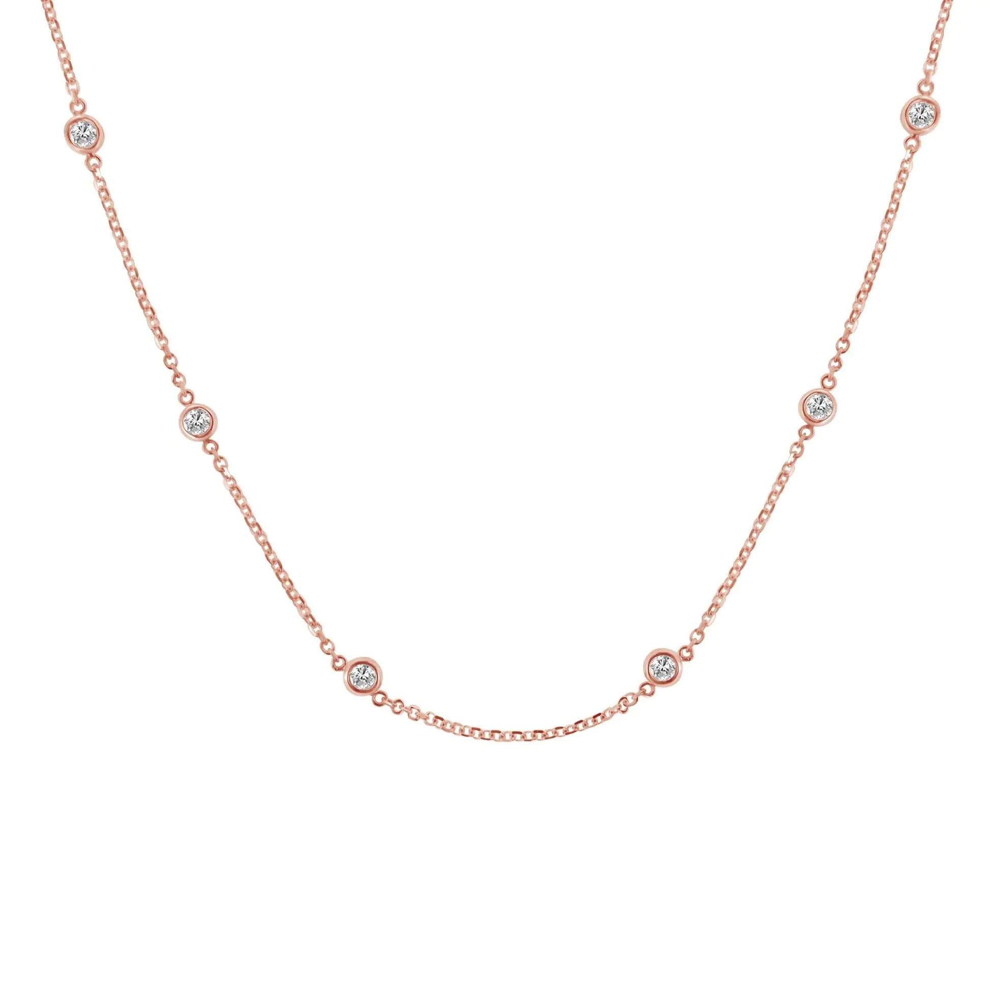Sterling Silver Bezel-Set Diamond Station Necklace (1 cttw, J-K Color, I1-I2 Clarity) WEM Support (www.WEM.support)