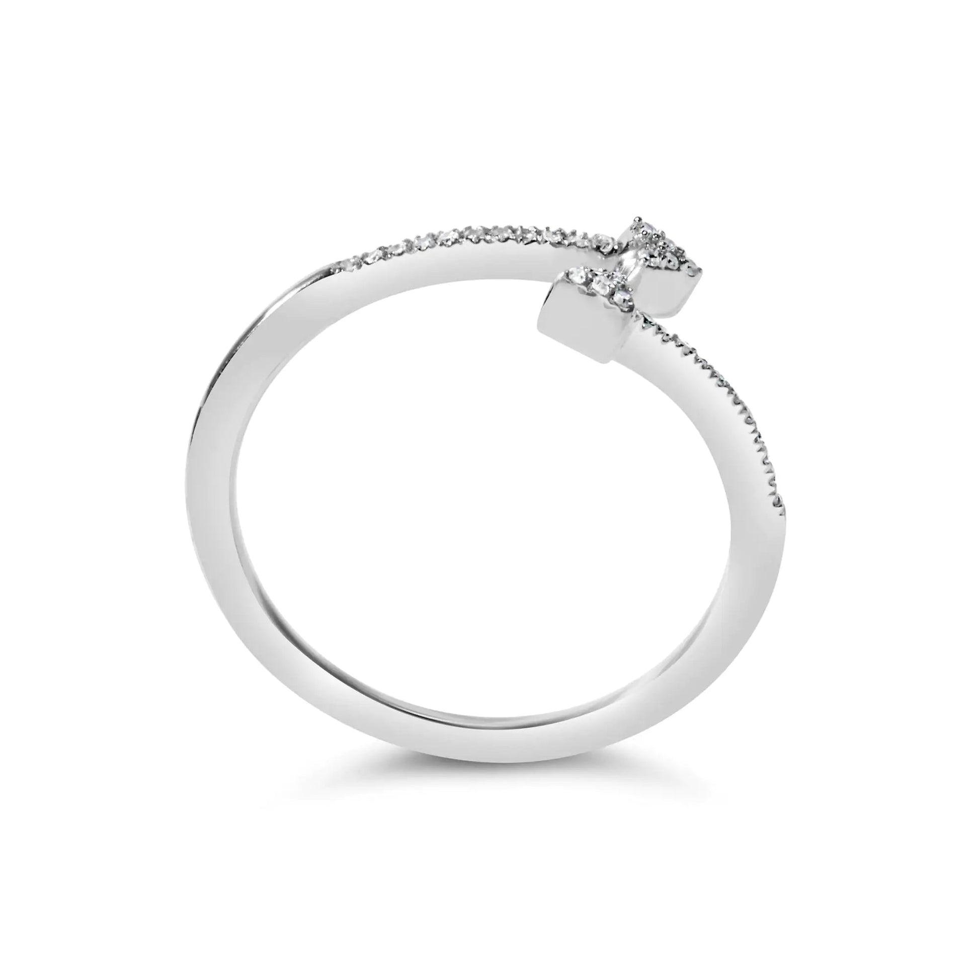 .925 Sterling Silver 1/5 Cttw Diamond Double Arrowhead Open Ring (I-J Color, I2-I3 Clarity) WEM Support (www.WEM.support)
