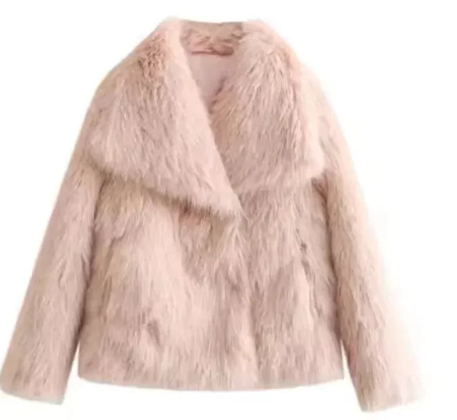 Winter Plush Coat Fashion Thicken Lapel Outwear Casual Long Sleeve Tops Women's Clothing WEM Support (www.WEM.support)