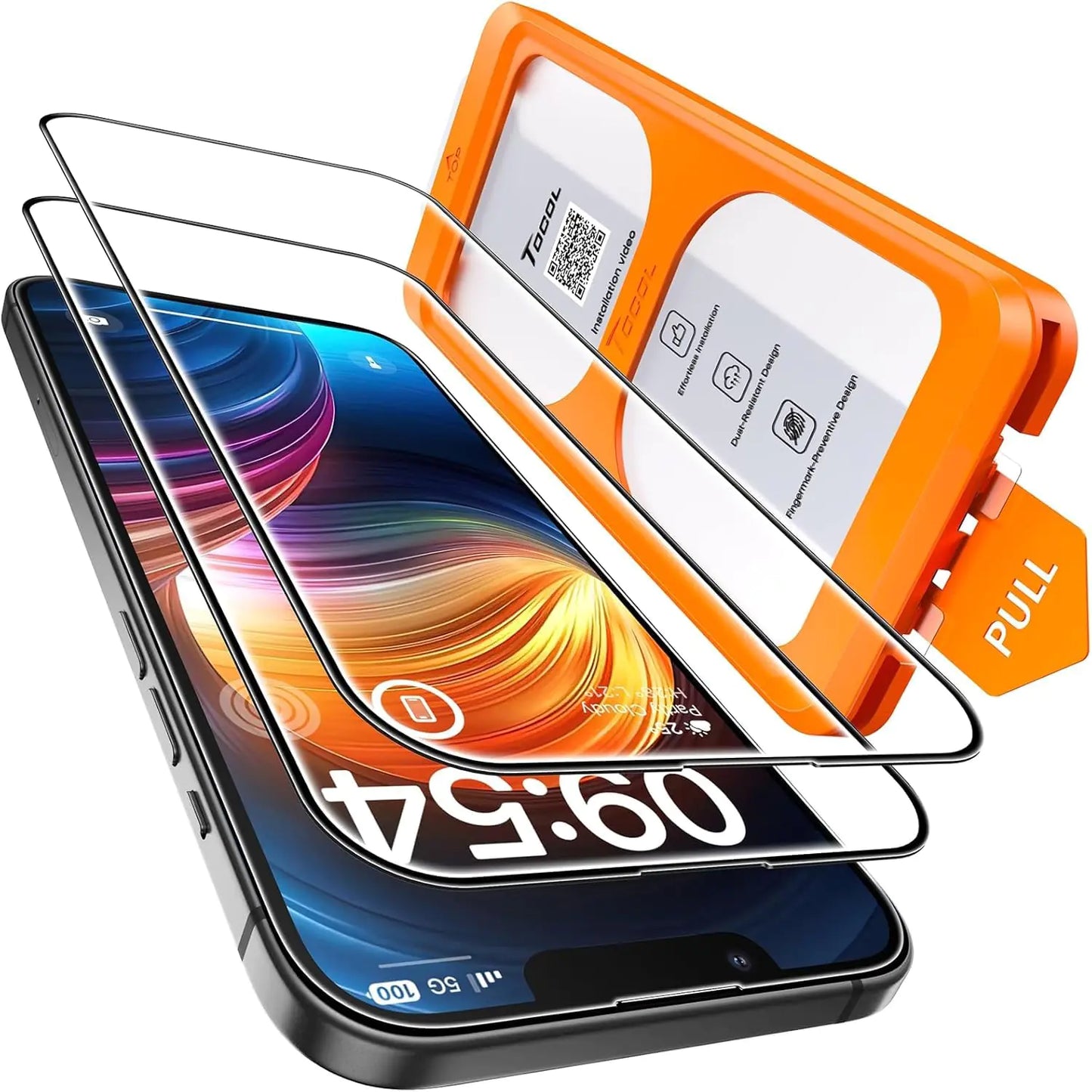 TOCOL for iPhone 13 Screen Protector [9H Hardness] [Military Grade Shatterproof] HD Tempered Glass Full Coverage Easy Installation 2 Pack