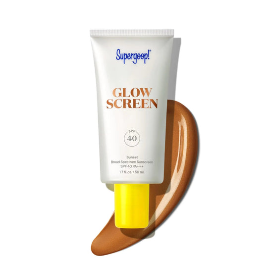 Supergoop! Glowscreen SPF 40, Sunset (Deep Bronze Glow) - 1.7 fl oz - Glowy Primer + Broad Spectrum Sunscreen - Helps Filter Blue Light - Boosts Hydration w/Hyaluronic Acid, Vitamin B5 & Niacinamide WEM Support (www.WEM.support)