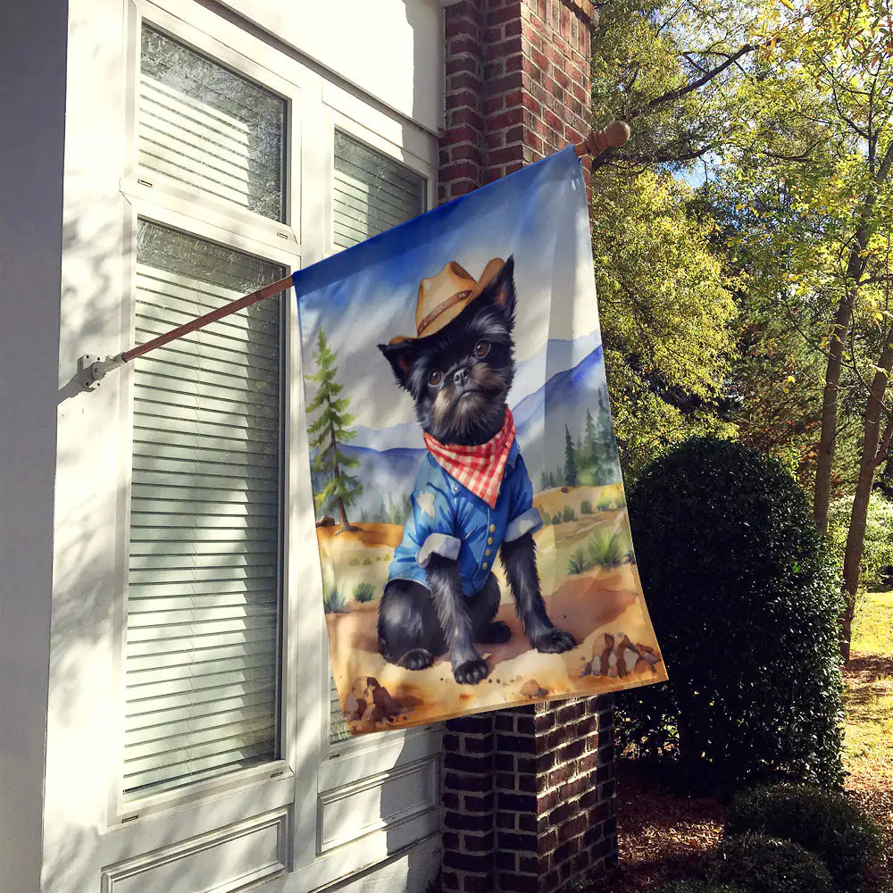Affenpinscher Cowboy Welcome House Flag WEM Support (www.WEM.support)