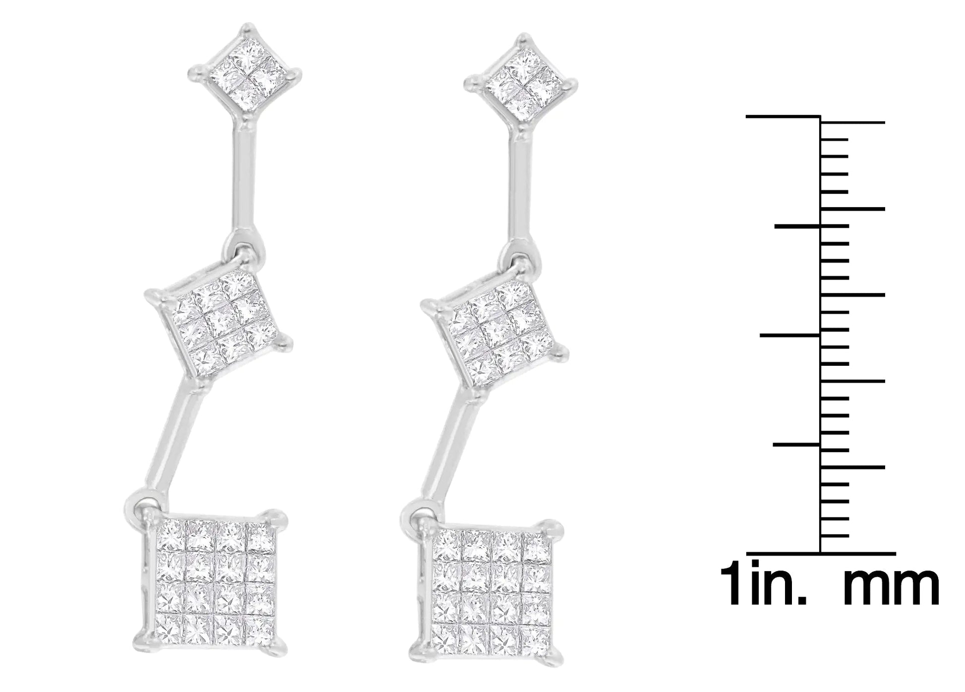 14K White Gold 1 cttw Princess Cut Diamond Earrings (G-H, VS1-VS2) WEM Support (www.WEM.support)