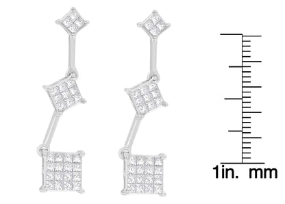 14K White Gold 1 cttw Princess Cut Diamond Earrings (G-H, VS1-VS2) WEM Support (www.WEM.support)