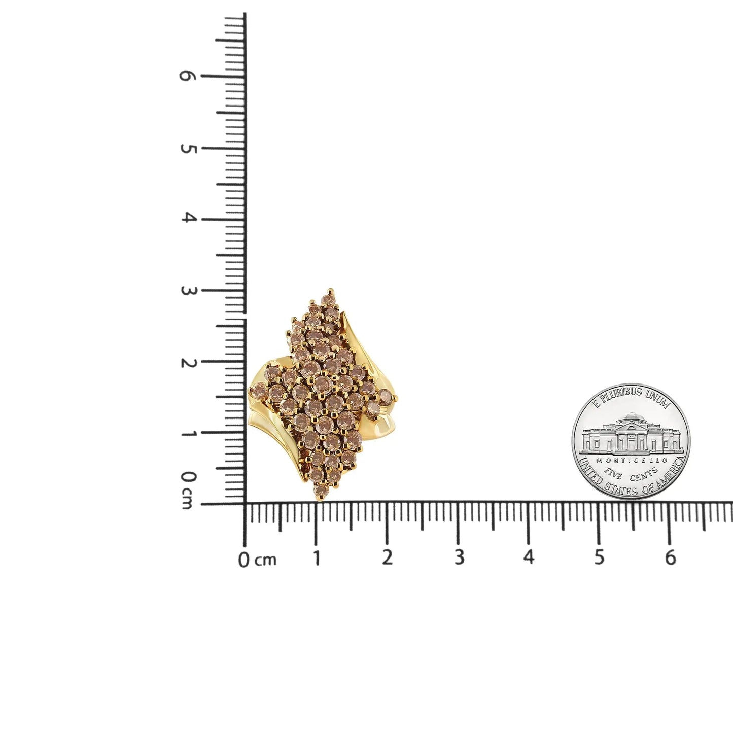 14K Yellow Gold Plated .925 Sterling Silver 2.00 Cttw Diamond Cluster Ring (Champagne Color, I2-I3 Clarity) WEM Support (www.WEM.support)