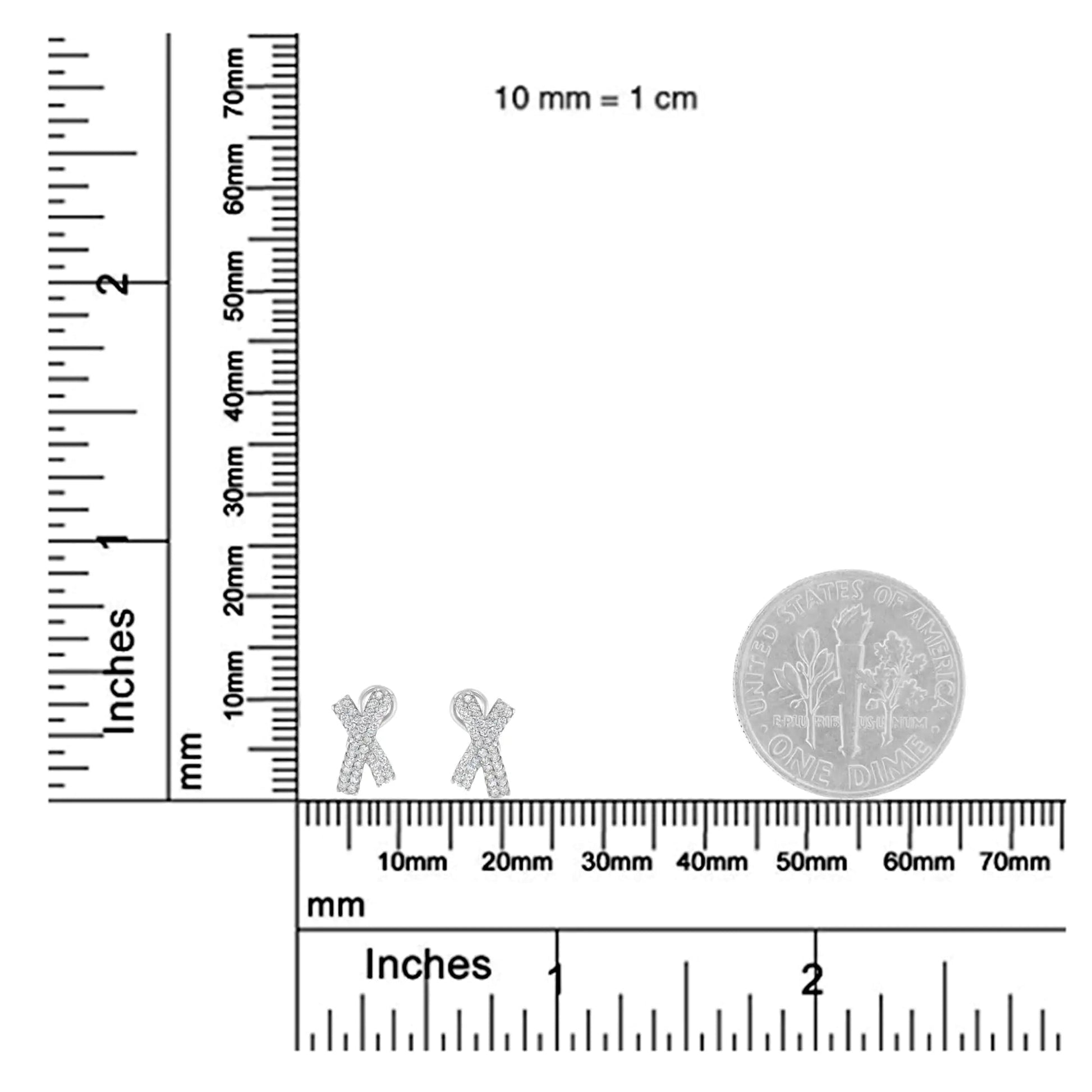 14K White Gold 2.0 Cttw Round-Brilliant Cut Diamond Domed X Shaped Omega Back Stud Earrings (H-I Color, I1-I2 Clarity) WEM Support (www.WEM.support)