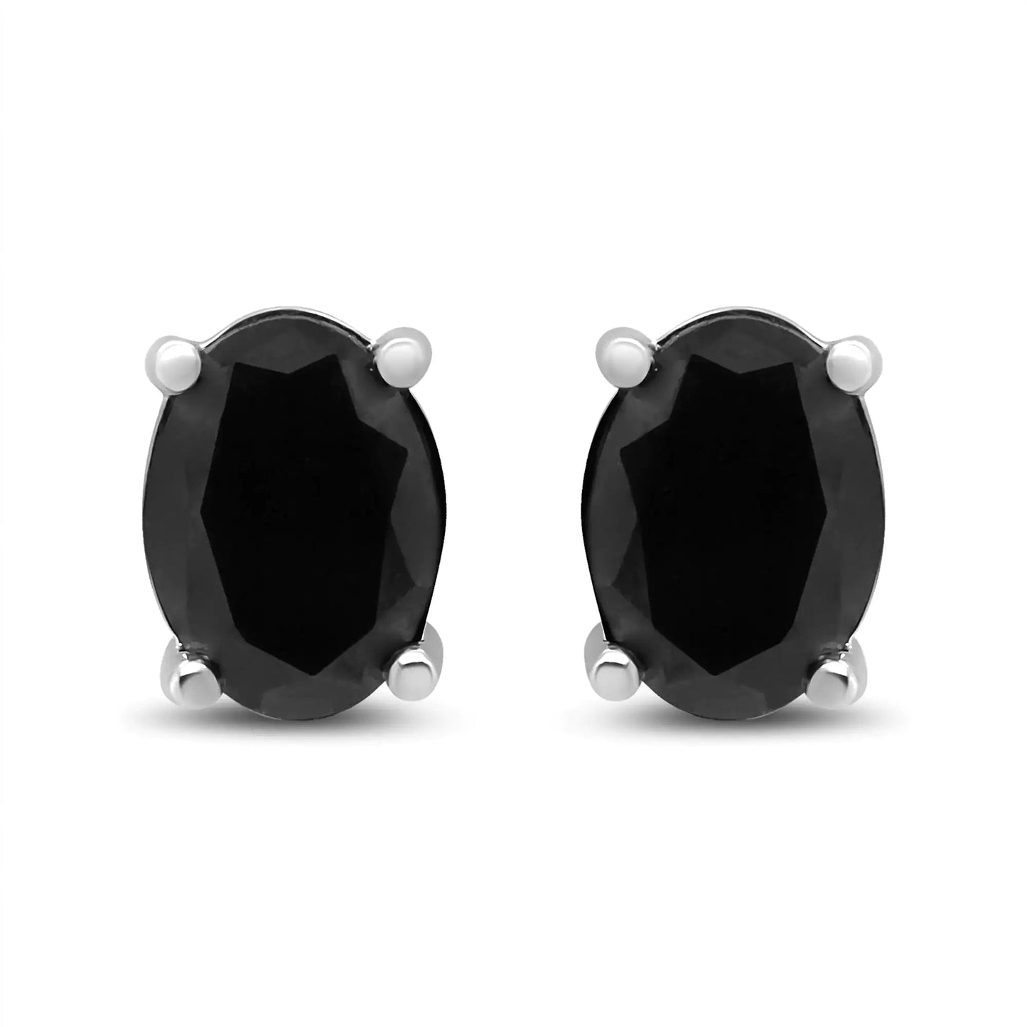 14K White Gold 1/2 Cttw Round Brilliant-Cut Black Diamond Classic 4-Prong Stud Earrings with Screw Backs (Fancy Color-Enhanced, I2-I3 Clarity) WEM Support (www.WEM.support)