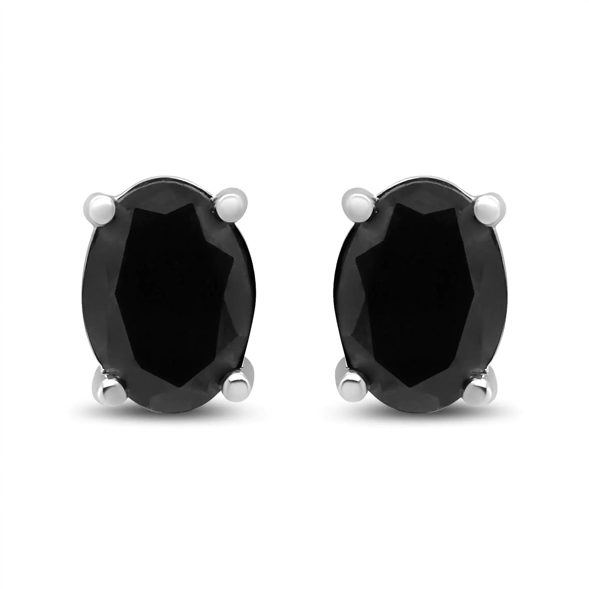 14K White Gold 1/2 Cttw Round Brilliant-Cut Black Diamond Classic 4-Prong Stud Earrings with Screw Backs (Fancy Color-Enhanced, I2-I3 Clarity) WEM Support (www.WEM.support)