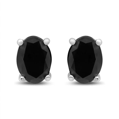 14K White Gold 1/2 Cttw Round Brilliant-Cut Black Diamond Classic 4-Prong Stud Earrings with Screw Backs (Fancy Color-Enhanced, I2-I3 Clarity) WEM Support (www.WEM.support)