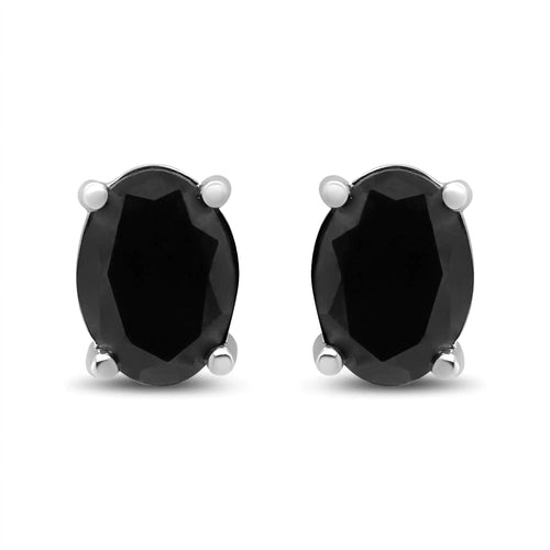 14K White Gold 1/2 Cttw Round Brilliant-Cut Black Diamond Classic 4-Prong Stud Earrings with Screw Backs (Fancy Color-Enhanced, I2-I3 Clarity) WEM Support (www.WEM.support)