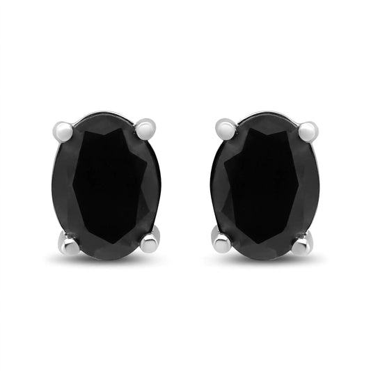 14K White Gold 1/2 Cttw Round Brilliant-Cut Black Diamond Classic 4-Prong Stud Earrings with Screw Backs (Fancy Color-Enhanced, I2-I3 Clarity) WEM Support (www.WEM.support)