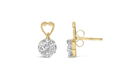 14K Yellow Gold 1ct. TDW Round-cut Diamond Earrings (I-J,SI2-I1) WEM Support (www.WEM.support)